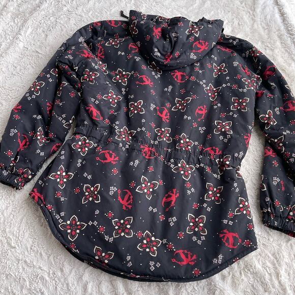 LL Bean Ski pullover anorak jacket shell coat snowflake‎ skiier boho black red S - Picture 11 of 17
